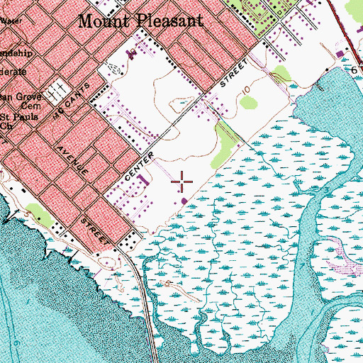 Topographic Map of Mount Pleasant Sports Complex, SC