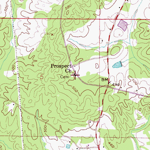 Topographic Map of Prospect Baptist Church, AL
