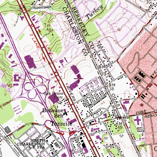 Topographic Map of North Charleston Shopping Center, SC