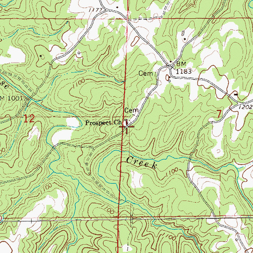 Topographic Map of Prospect Congregational Methodist Church, AL