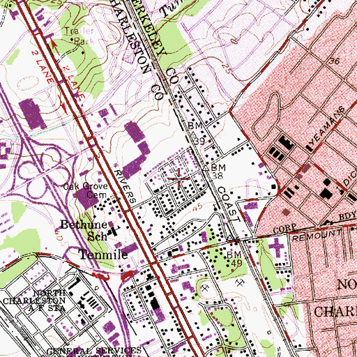 Topographic Map of Oak Grove, SC