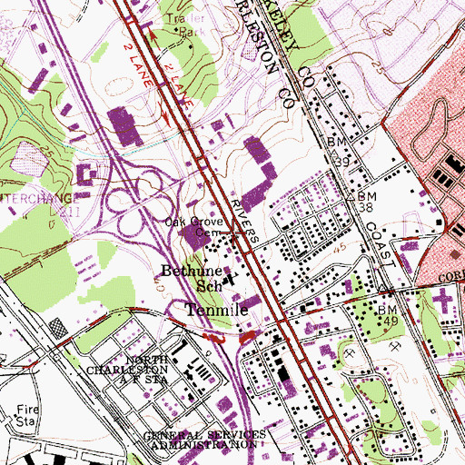 Topographic Map of Oak Grove Church, SC
