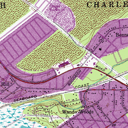 Topographic Map of Oak Ridge Plaza Shopping Center, SC