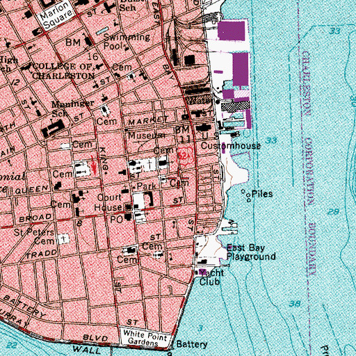 Topographic Map of Old Slave Mart, SC