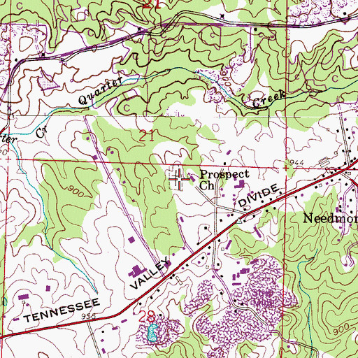 Topographic Map of Prospect Church, AL