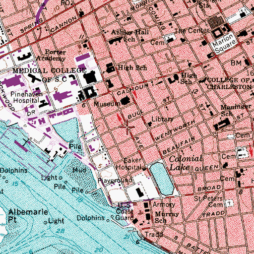 Topographic Map of Palmer College, SC