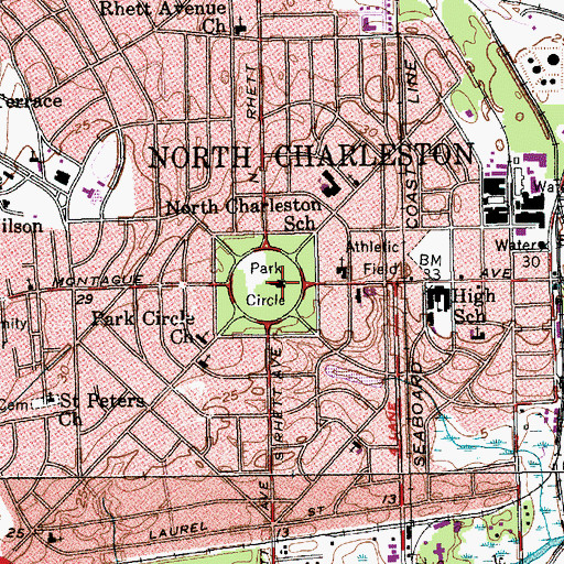 Topographic Map of Park Circle Community Center, SC