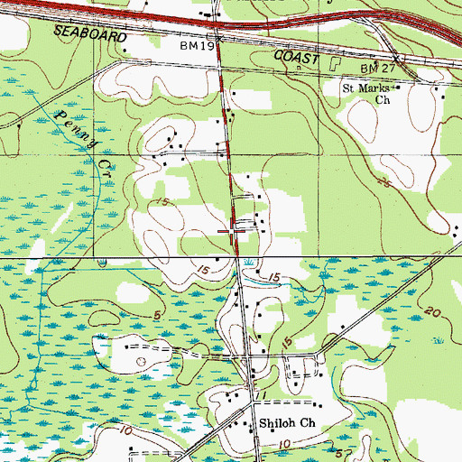 Topographic Map of Parkers Ferry School (historical), SC