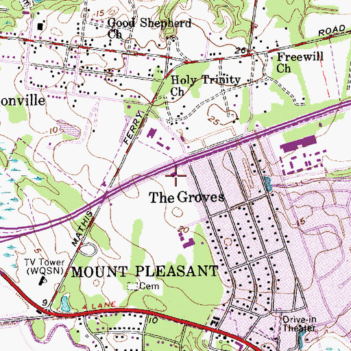 Topographic Map of Patriots Plaza Shopping Center, SC