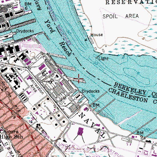 Topographic Map of Pier J, SC