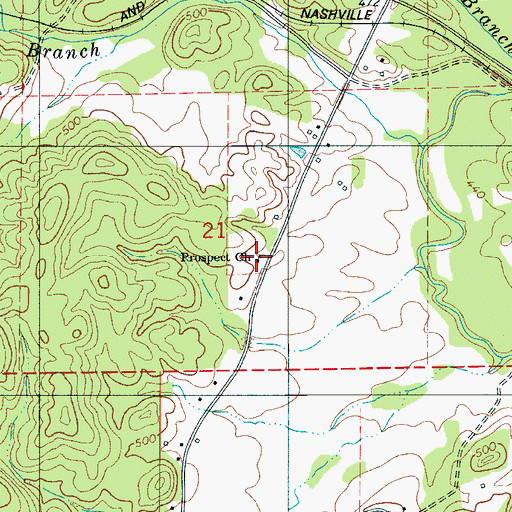Topographic Map of Prospect Church, AL