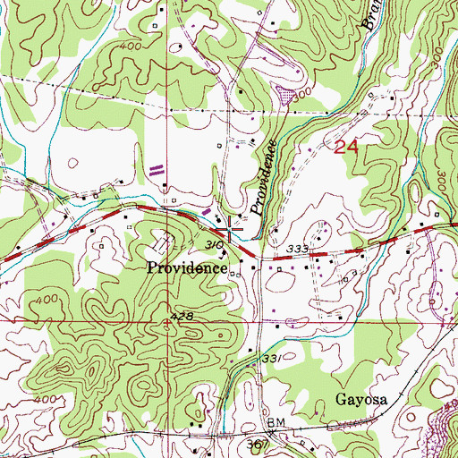 Topographic Map of Providence, AL
