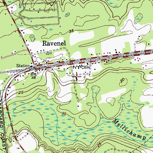 Topographic Map of Ravenel School, SC