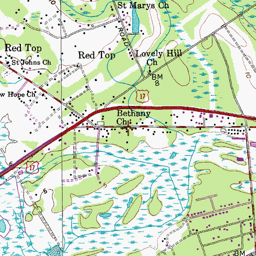 Topographic Map of Red Top School, SC