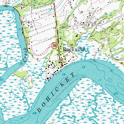 Topographic Map of Rockville Historic District, SC