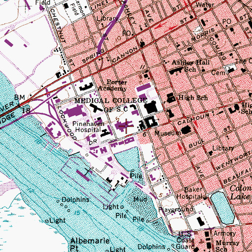 Topographic Map of Roper Hospital, SC