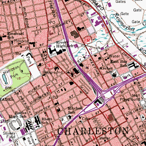 Topographic Map of Sacred Heart School, SC