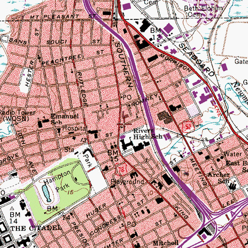 Topographic Map of Saint Andrews Episcopal Mission, SC