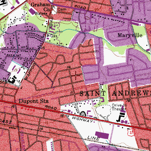 Topographic Map of Saint Andrews Heights, SC