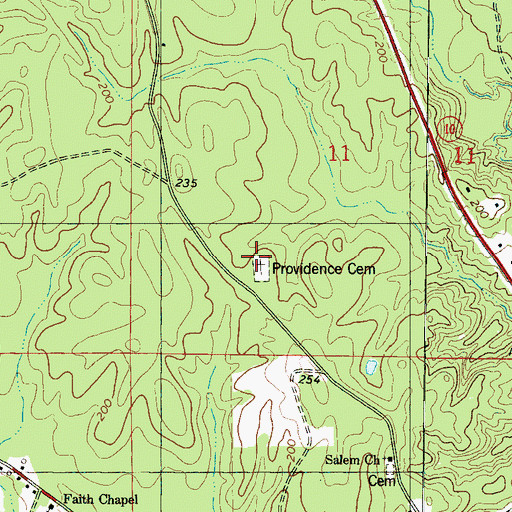 Topographic Map of Providence Cemetery, AL