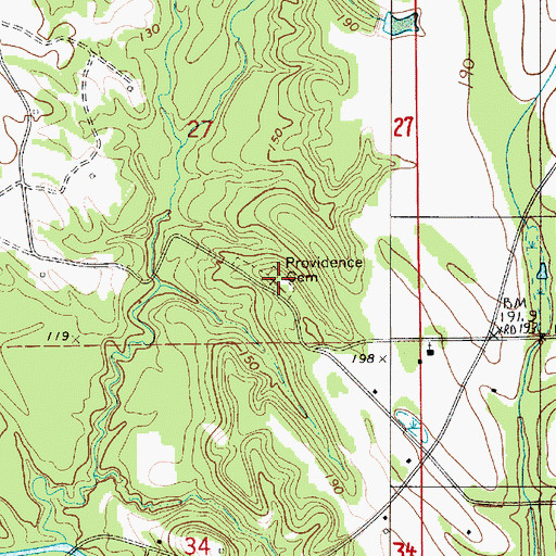 Topographic Map of Providence Cemetery, AL
