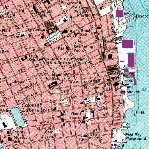 Topographic Map of Saint Marys Roman Catholic Church, SC