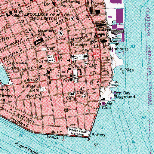 Topographic Map of Saint Michaels Episcopal Church, SC