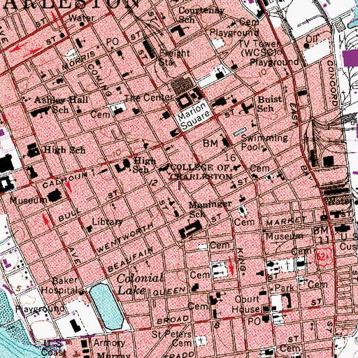 Topographic Map of Saint Philip Street Free School (historical), SC