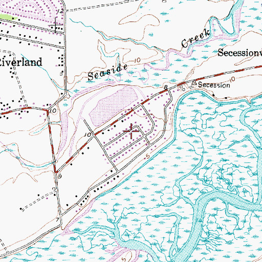 Topographic Map of Secessionville Acres, SC