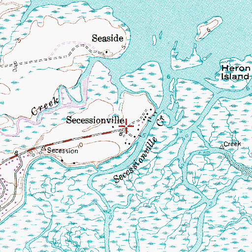 Topographic Map of Secessionville Historic District, SC
