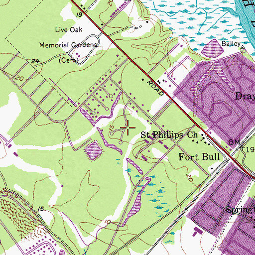 Topographic Map of Shadowmoss, SC