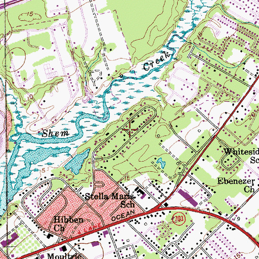 Topographic Map of Shemwood, SC