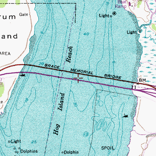 Topographic Map of Silas N Pearman Bridge, SC