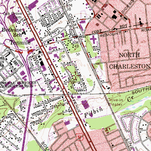Topographic Map of Singing Pines, SC