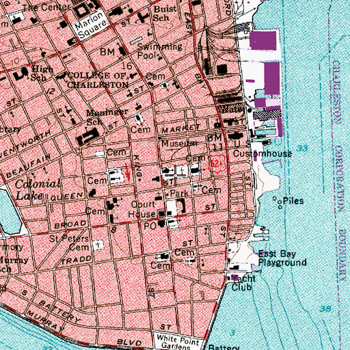 Topographic Map of South Carolina Institute Hall (historical), SC