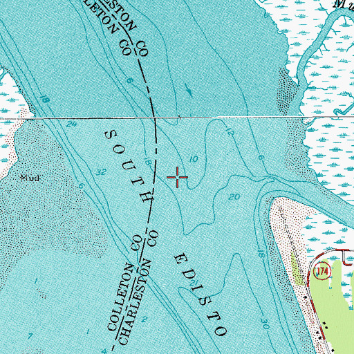 Topographic Map of South Edisto Inlet, SC
