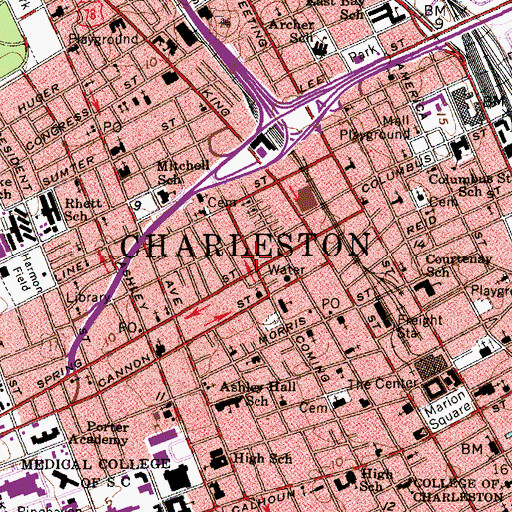 Topographic Map of Spring Street Methodist Church (historical), SC