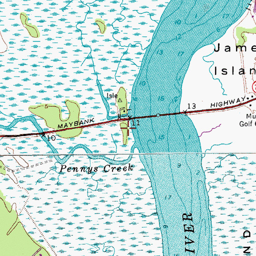 Topographic Map of Stono Marina, SC