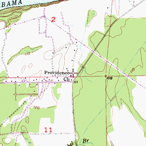 Topographic Map of Providence Church, AL