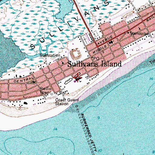 Topographic Map of Sullivans Island Elementary School, SC