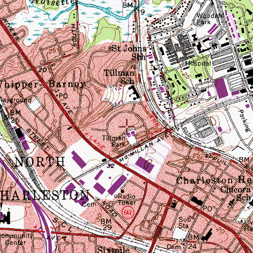 Topographic Map of Tillman Homes, SC