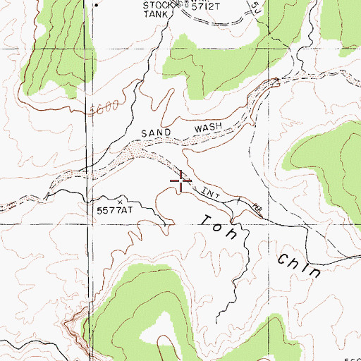 Topographic Map of Toh Chin Lini Canyon, AZ