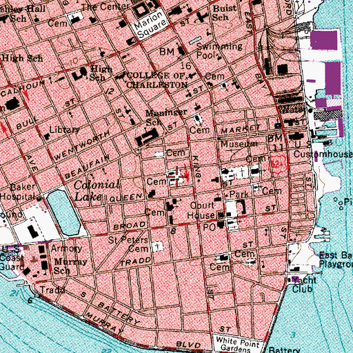 Topographic Map of Unitarian Church of Charleston, SC