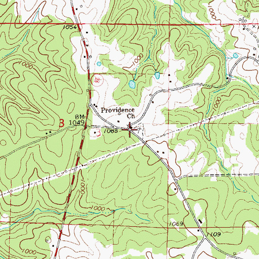 Topographic Map of Providence Church, AL