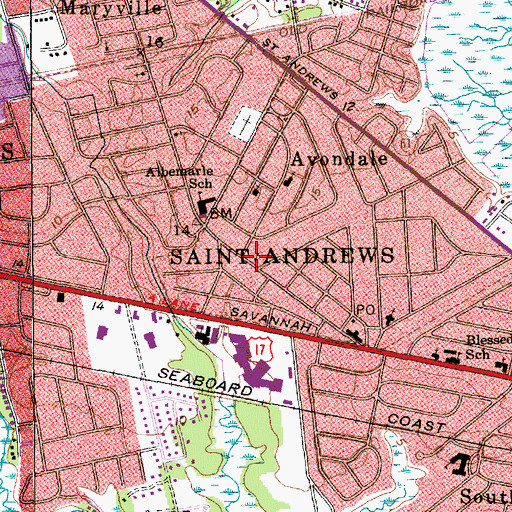 Topographic Map of West Ashley Church of the Nazarene, SC