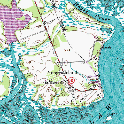 Topographic Map of Yonges Island, SC
