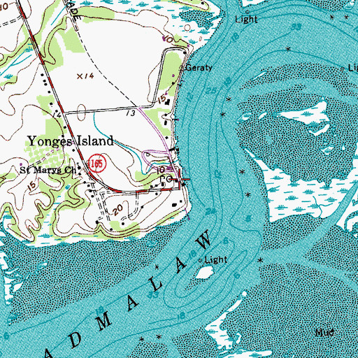 Topographic Map of Yonges Island Post Office (historical), SC