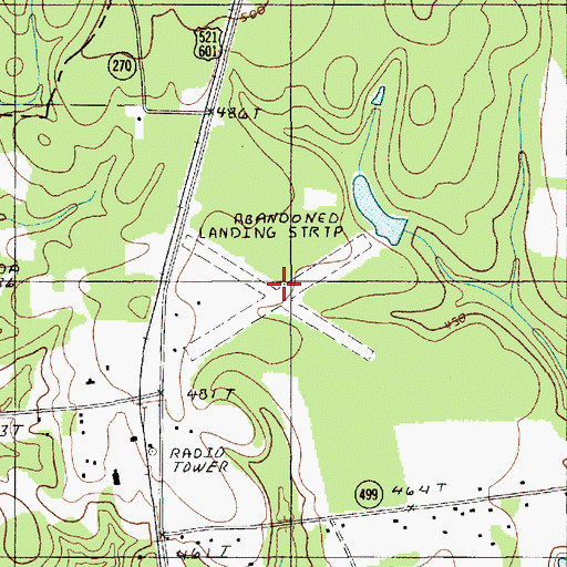Topographic Map of Kershaw Airport (historical), SC