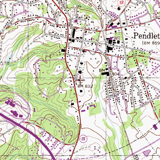 Topographic Map of Pendleton Cemetery, SC