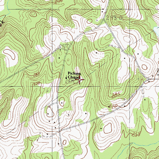 Topographic Map of Pickens Cemetery, SC